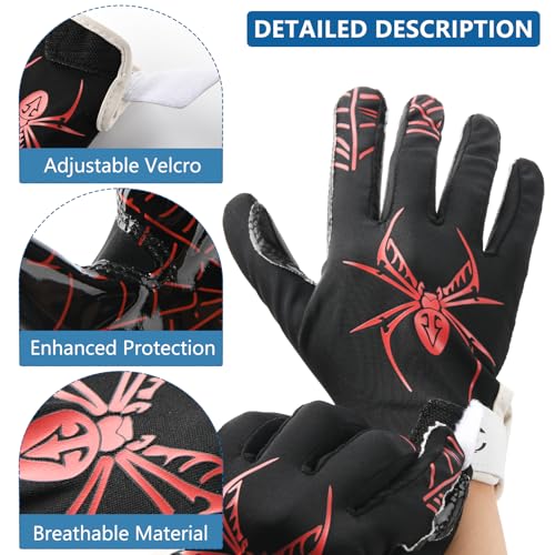 GOWISDOM Youth Football Gloves, Silicone Grip Football Gloves Training with Super Stick, Red Spider, M/L(6-6.5 inch) - Thumbnail 3