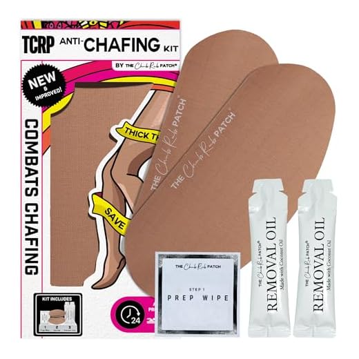 Anti Thigh Chafing Prevention Kit, Includes 1 Pair of Inner Thigh Chafing Pad Tan, 2 Removal Oil & Prep Wipe by The Chub Rub Patch