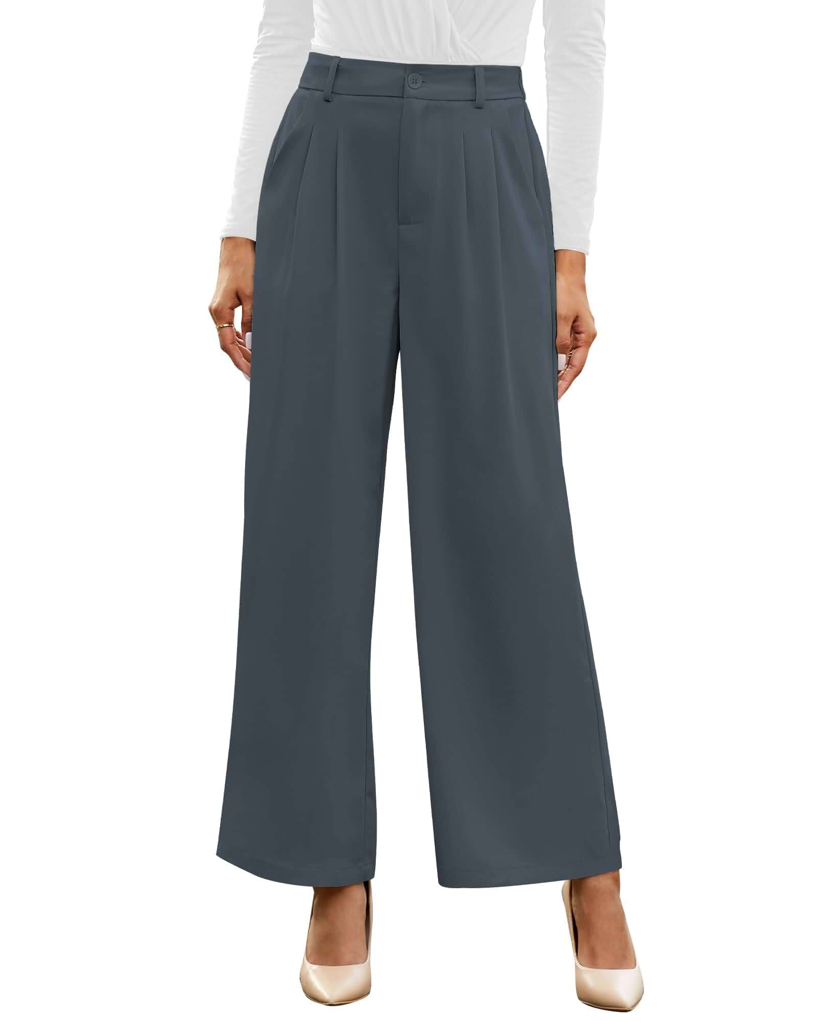 GRAPENT Wide Leg Pants for Women Work Business Casual High Waisted Dressy Pants Flowy Trousers Office
