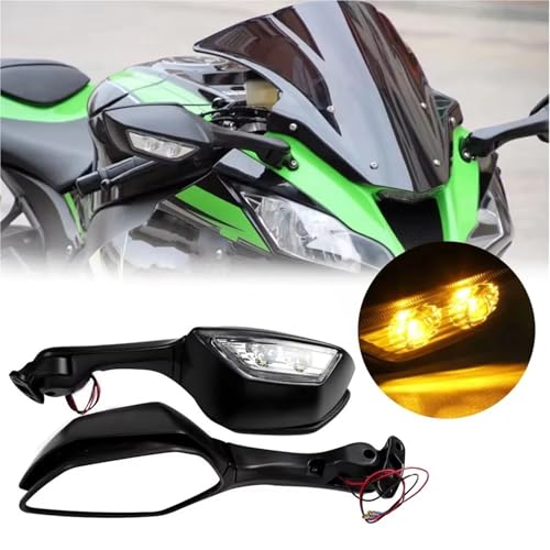 Espejos laterales con luz de señal giro LED para Ninja ZX 10R y H2 3