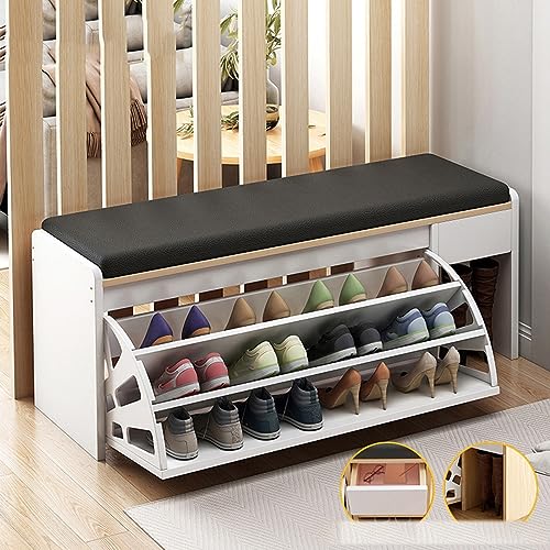Meuble à chaussures compact anti-désordre avec grand plateau supérieur pour salon