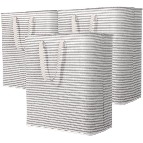 Lifewit Paquete de 3 cestas grandes plegables para la colada, cesta de ropa impermeable independiente con asas de fácil transporte en la lavandería, dormitorio, baño, dormitorio universitario para
