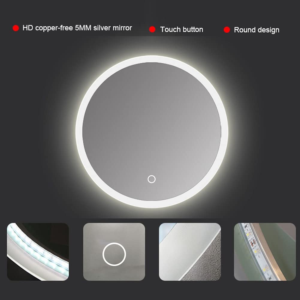 Beleuchteter LED-Badezimmerspiegel, hintergrundbeleuchteter Kosmetikspiegel mit Touch-Schalter für Make-up, Kosmetik, Rasur, Wandmontage (Farbe: weißes Licht, Größe: Spiegel mit Hintergrundb