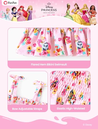 Image of Disney Elsa Princess Toddler Girls Two Piece Tankini Top and Bow Tie Bikini Bottom Beach Swimsuit Set