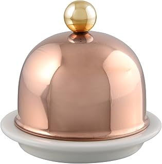 M'Tradition Copper Porcelain Butter Dish With Bronze Knob, 3.5-In, Made in France