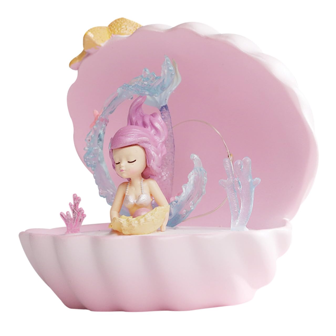Lampe de Chevet Sirène Décorative et Lumineuse Rose en Résine pour Bureau, Présent D'anniversaire Fille, Décoration de Chambre Ado Romantique