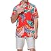 Damipow Hawaiian Shirts for Men Short Sleeve Aloha Beach Shirts Floral Summer Casual Button Down Shirt,Orange49690,4New,XXL