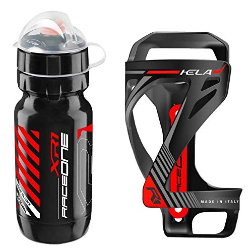 Raceone.it - KIT Race Duo KELA (2 stuks): Flessenkooi KELA + Fiets Waterfles XR1 - Fietsen/MTB/grind. 100% gemaakt in Italië
