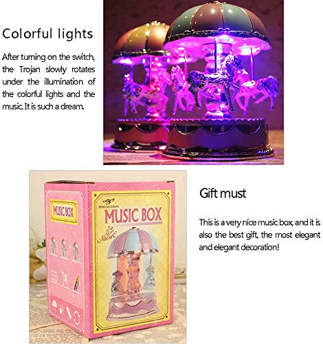 image for HTNBO Creative Wondeful Gift, Romantic Merry-Go-Round Music Box Baby's