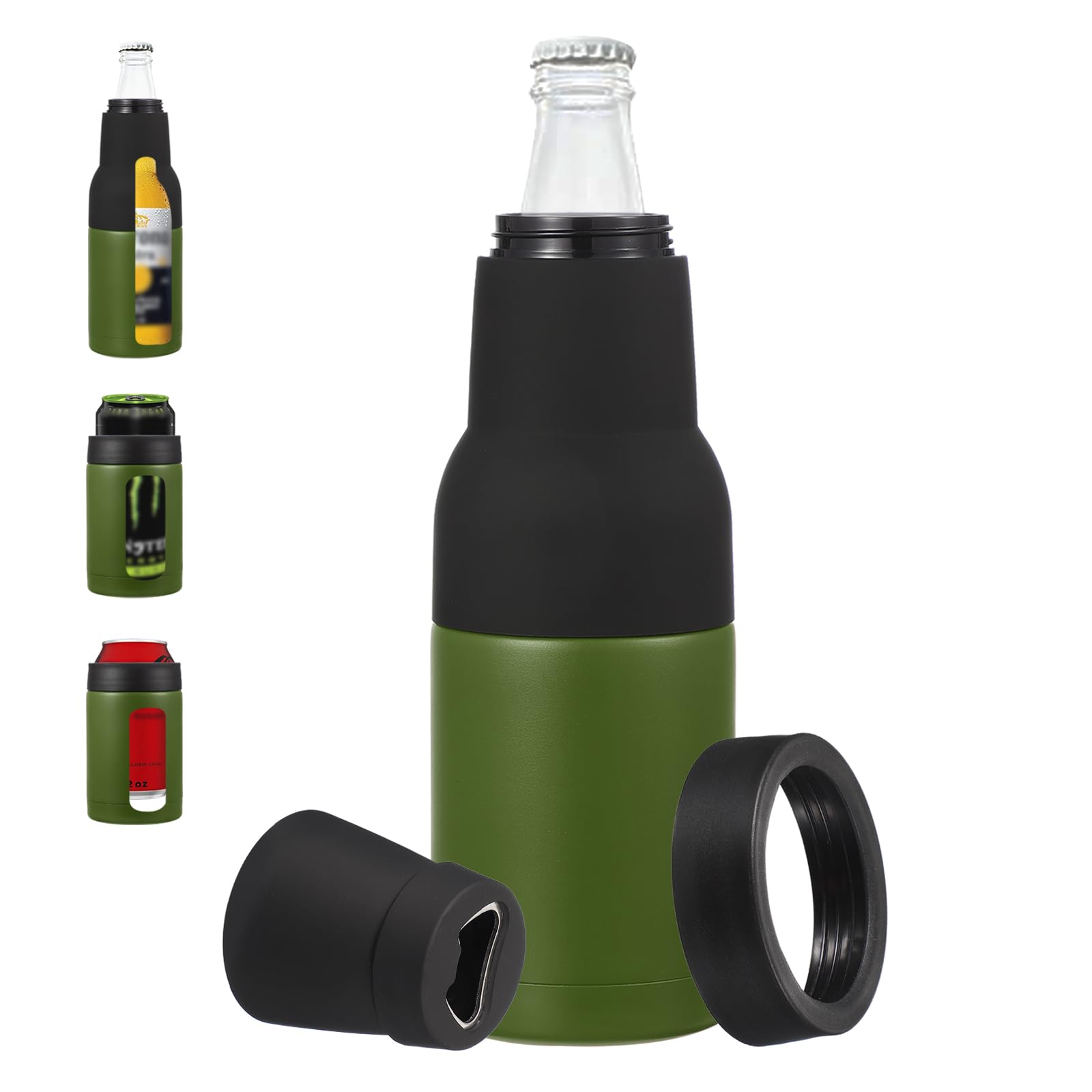 Refroidisseur canette mince 12 oz isolant vert PATIKIL avec décapsuleur bouteille - 7