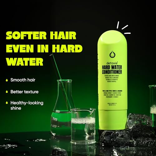 Image of Detoxie Hard Water Conditioner 200 ml | Adults & Children | Softens & Repairs Mineral-Damaged Hair | Reduces Frizz & Breakage | All Hair Types | Flaxseed, Shikakai & Argan Oil