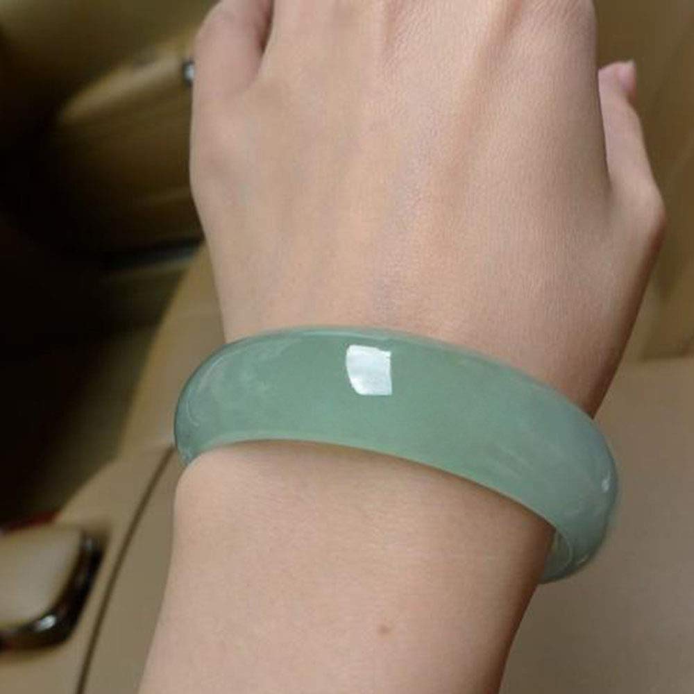 SnamicE Jade Bracelet for Women, Jade Bangle, Emerald Quartzite Jade Bracelet Light Green Jade Bracelet Jewelry Box Packaging,58mm,56mm