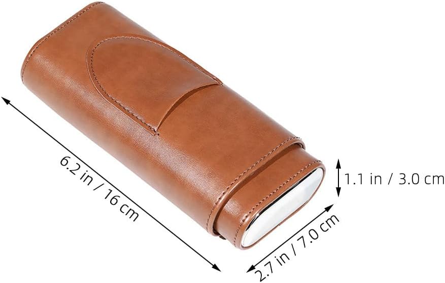 Portable Pu Leather Cigar Humidor Case Travel Cigar Holder for Men 3- Capacity Lightweight Protective Storage Box for Outdoor Use