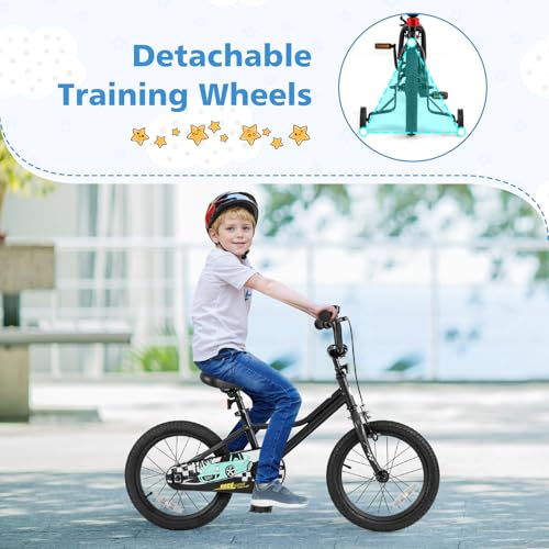 Image of BABY JOY Kids Bike, 12 14 16 18 Inches Car Pattern Sporty Bicycle w /Removable Training Wheels, Hand & Coaster Brakes, Adjustable Seat & Handlebar, Girls Boys Bike