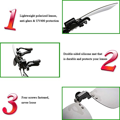 Polarized Clip-on Sunglasses with Flip Up Function Anti-Glare UV 400 Driving Glasses Clip-on for Prescription Glasses4