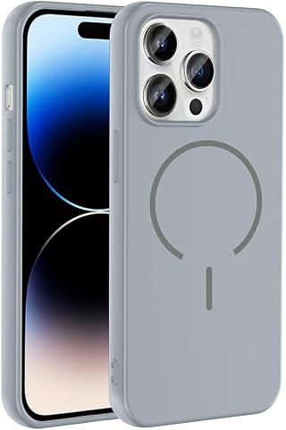 Zore Apple ile uyumlu iPhone 14 Pro Max Kılıf M-safe Şarj Özellikli Zore Meta Kapak Titanyum-Gri