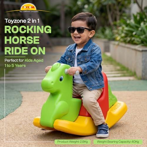 Image of Toyzone 2 in 1 Rocking Horse Ride On| Baby Rocker with Comfortable Seat & Back Support | Durable Child-Safe Design | Smooth Rocking Base | Indoor Play Toy | 1-4 Years