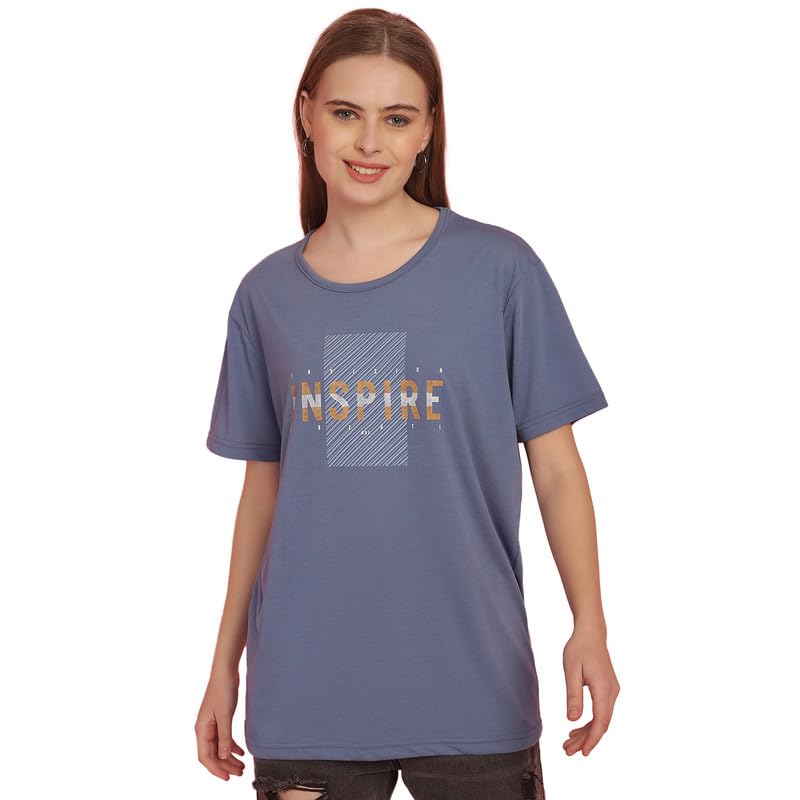 Image of Round Neck Cotton Printed Women Regular Fit Tshirt-P1950