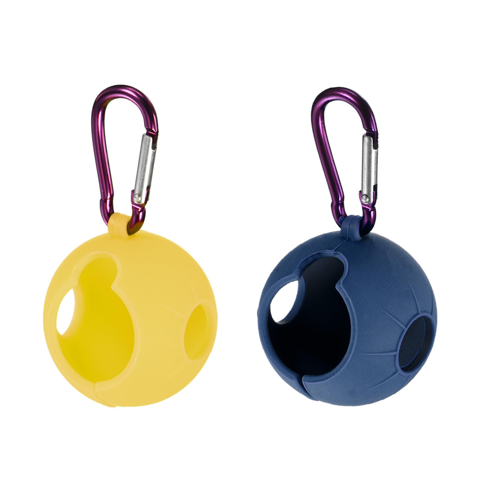 PATIKIL Golf Ball Holder, 2 Pack Silicone Balls Carrier Protective Portable Sleeve with Buckle for Golf Bag Belt Blue, Yellow