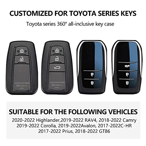Suitable For Toyota Crown Corolla Camry Key Ring,3 Buttons Carsmart Key, Super Soft Tpu All-Dimensional Key Protective Cover (White) #TOP4