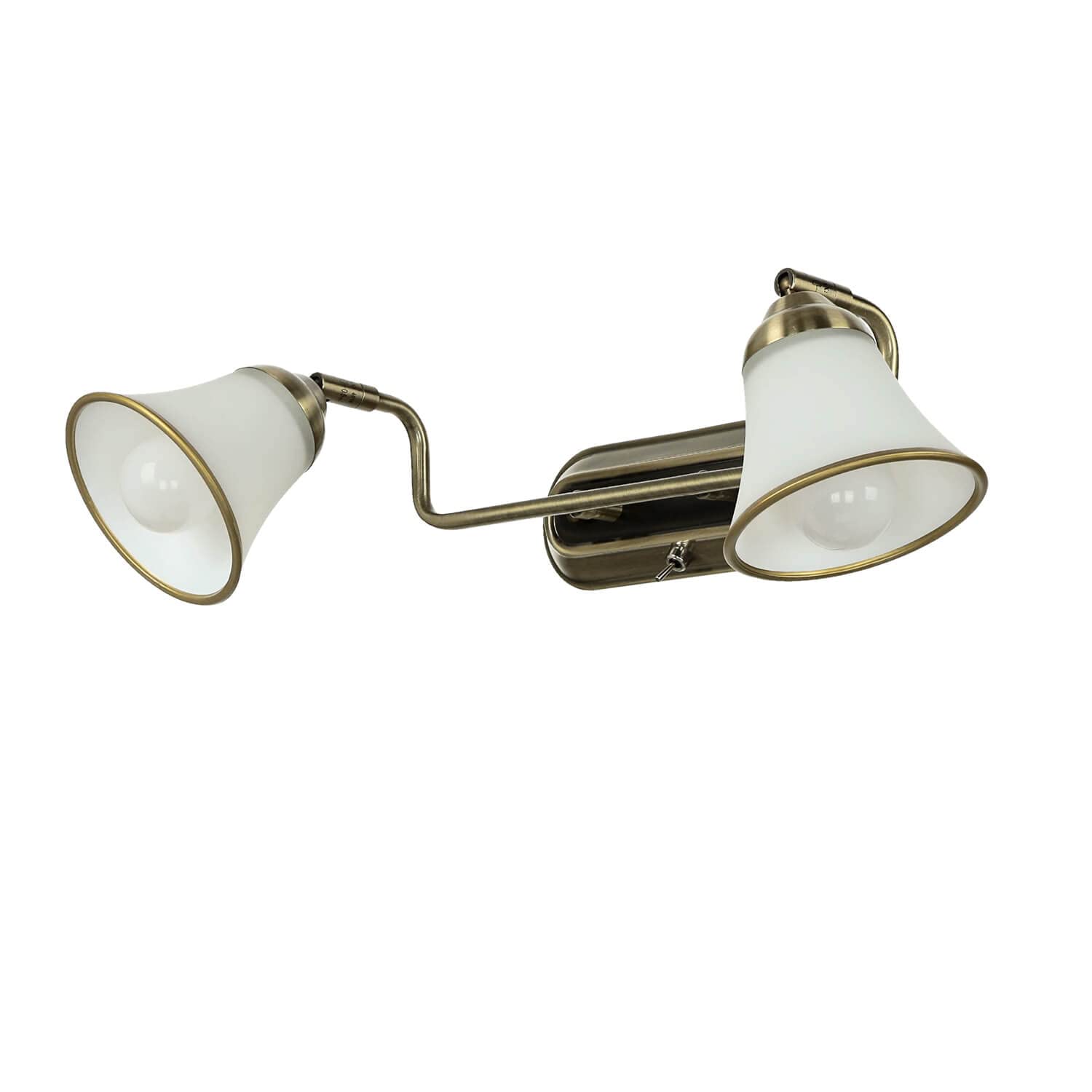 Licht-Erlebnisse Wandleuchte Bad verstellbar mit Kippschalter, Spiegelleuchte, Jugendstil, schwenkbar, Bronze, blendarm, Glas, 2-flammig, E14, B:42 cm, Wandlampe Spiegel