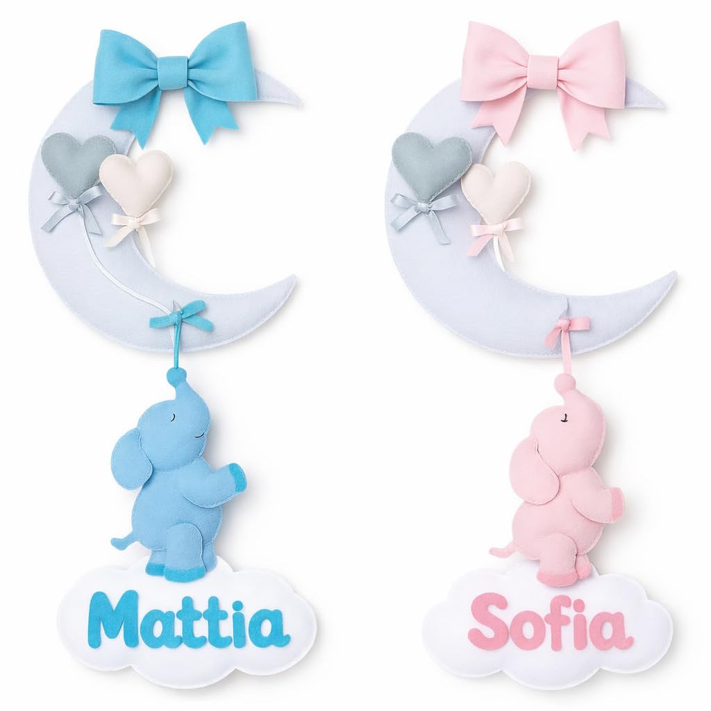 Fiocchi Nascita Bambina e Bambino con Nome Personalizzato - Fiocco Nascita Bimbo da Esterno o Interno - Fiocco Nascita Bimba Personalizzato