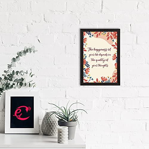 Image of eCraftIndia inchThe Happiness Of Your Life Depends On The Quality Of Your Thoughts Motivational Quote Painting Digital Printed Wall Art For Living Room, Study Room, Home, Office Decor