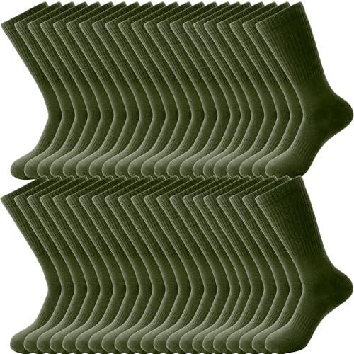 21 Pairs Army Green Socks Military Sock Warm Military Boots Socks for Men Women Soldiers Policemen Firefighter Working Outdoor Sports