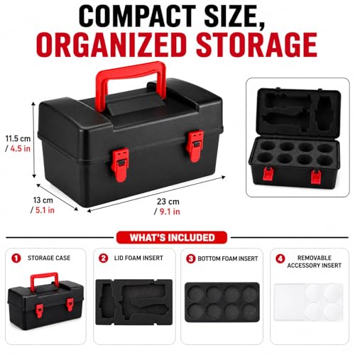 Image of Novabright Battling Top Storage Case Portable Carrying Box with Protective Foam Insert Holds 12 Spinning Tops Organizer for Battle Spinner Accessories
