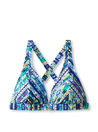 Jessica Simpson Women's Totem X-Back Full Support Triangle Bra Bikini Top with Soft Cups