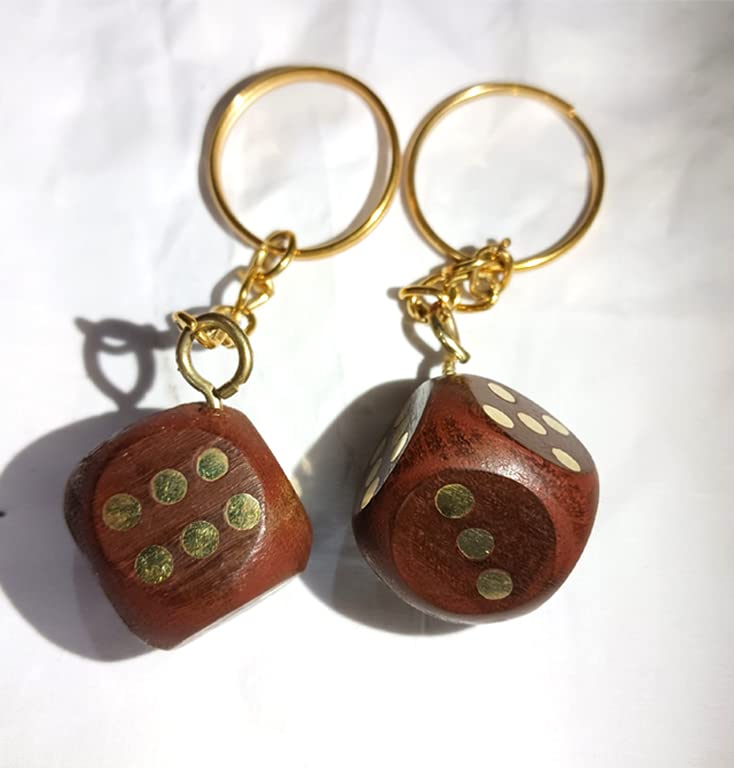 manshamart WOODEN KEYCHAINS SET OF 02 / CUBE SHAPED KEYCHAINS FOR WOOD/WOODEN KEYCHAIN FOR MEN & WOMEN/Keychain Holder-picture-27