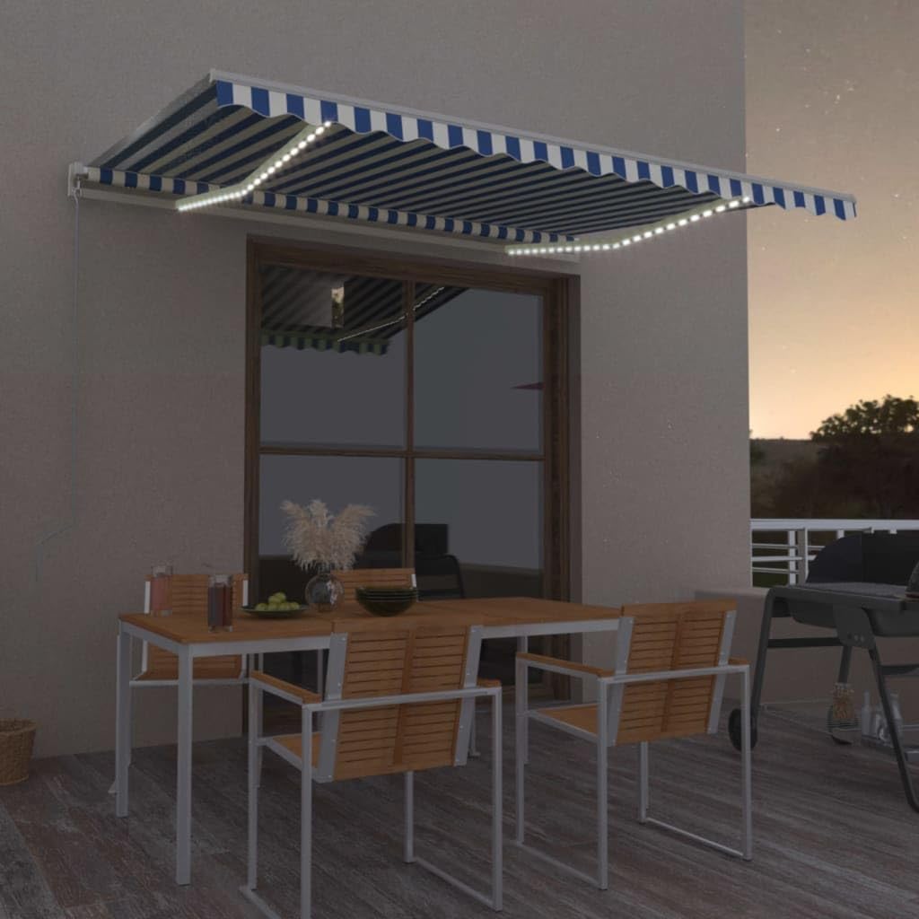 Toldo articulado automático con sensor de viento LED, 450 x 300 cm, marco de aluminio con recubrimiento de polvo, protección solar resistente a los rayos UV y al agua, para terraza, balcón