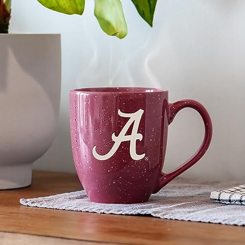 Image of Rico Industries NCAA Alabama Crimson Tide Maroon Personalized 16 oz Team Color Laser Engraved Speckled Ceramic Coffee Mug