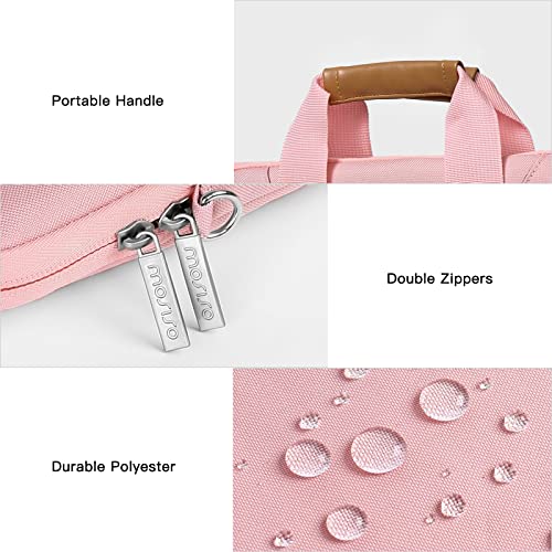 MOSISO Vertical Laptop Shoulder Bag Compatible with MacBook Air 15 inch M2 A2941 2023/Pro 16 2023-2019 M2 A2780 M1 A2485 A2141/Pro 15 A1398,15-15.6 inch Notebook with Zipper Pockets & Belt, Pink4