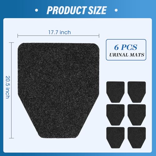 Image of 6Pcs Urinal Mats for Men Bathroom Commercial Floor Mats Pads for Mens Room Non Slip Splash Toilet Bulk Washable Disposable Large Color Grey 17Inch x 20.5Inch