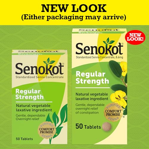 Image of Senokot Regular Strength Laxatives for Constipation, Senna Laxative Tablets, 50 Count, Constipation Relief for Adults, Senna Tablets