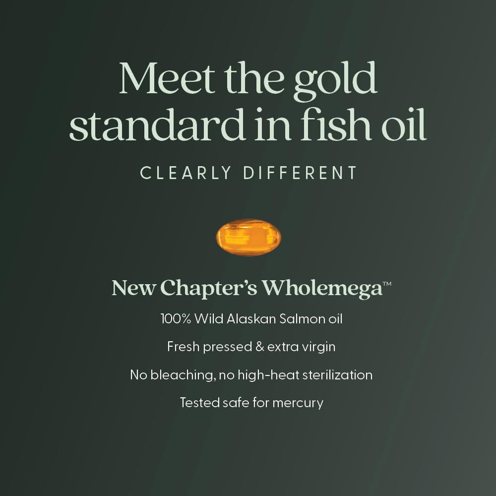 New Chapter Wholemega for Moms Fish Oil Supplement, Tiny Capsules, 2000mg per Serving, Prenatal DHA with Omega-3 + Vitamin D3 for Prenatal & Postnatal Support, 500mg Each - 90 Count