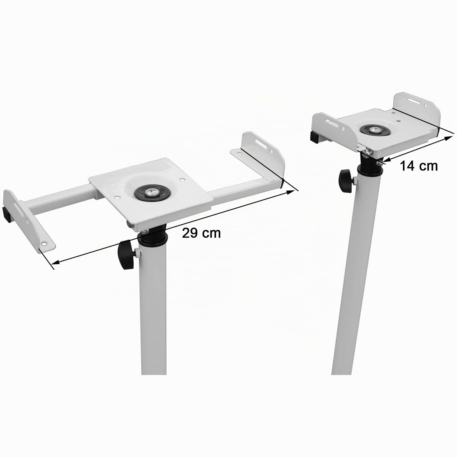 Drall Supporto per Altoparlanti da 2 Pezzi Realizzato in Metallo, Supporto per Altoparlante Regolabile in Altezza con Supporto per Cavo Bianco Modello: BS16Wx2