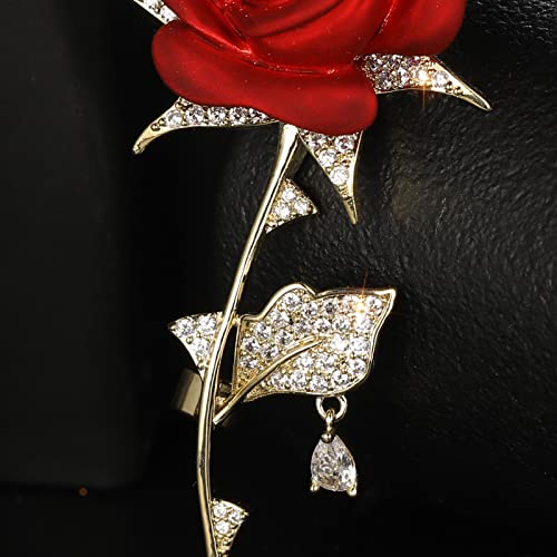 Qeehir Rose Brooch Pins For Women,Rose Pin Flower Brooch Pins Decorative Garment Dress Jewelry With Gift Box For Women Girls,Flower Brooch For Wedding Birthday Valentine's Day #TOP4
