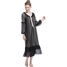 Women Victorian Nightgown Long Sheer Vintage Sleepwear Pajamas Loungewear Princess Housecoat Nightdress