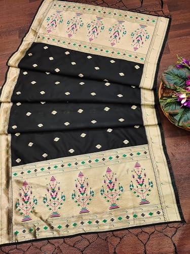 Image of DEVANGI Women's Woven Paithani Banarasi Silk Dupatta /Chunni For Women, Floral Print 1 Meter Wide and 2.3 Meter Length Printed Designer Dupatta /Chunni For Girls