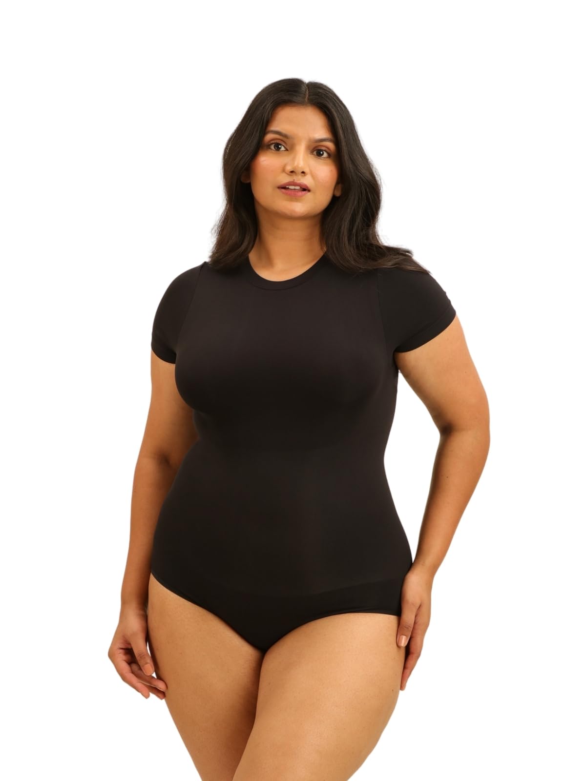 underneat Short Sleeve Bodysuit Shapewear | Soft Light Compression All-Day Wear Ultra-Soft Material For Enhanced Comfort | High Stretch Bodyshaper | Round Neck Bodysuit |-picture-1