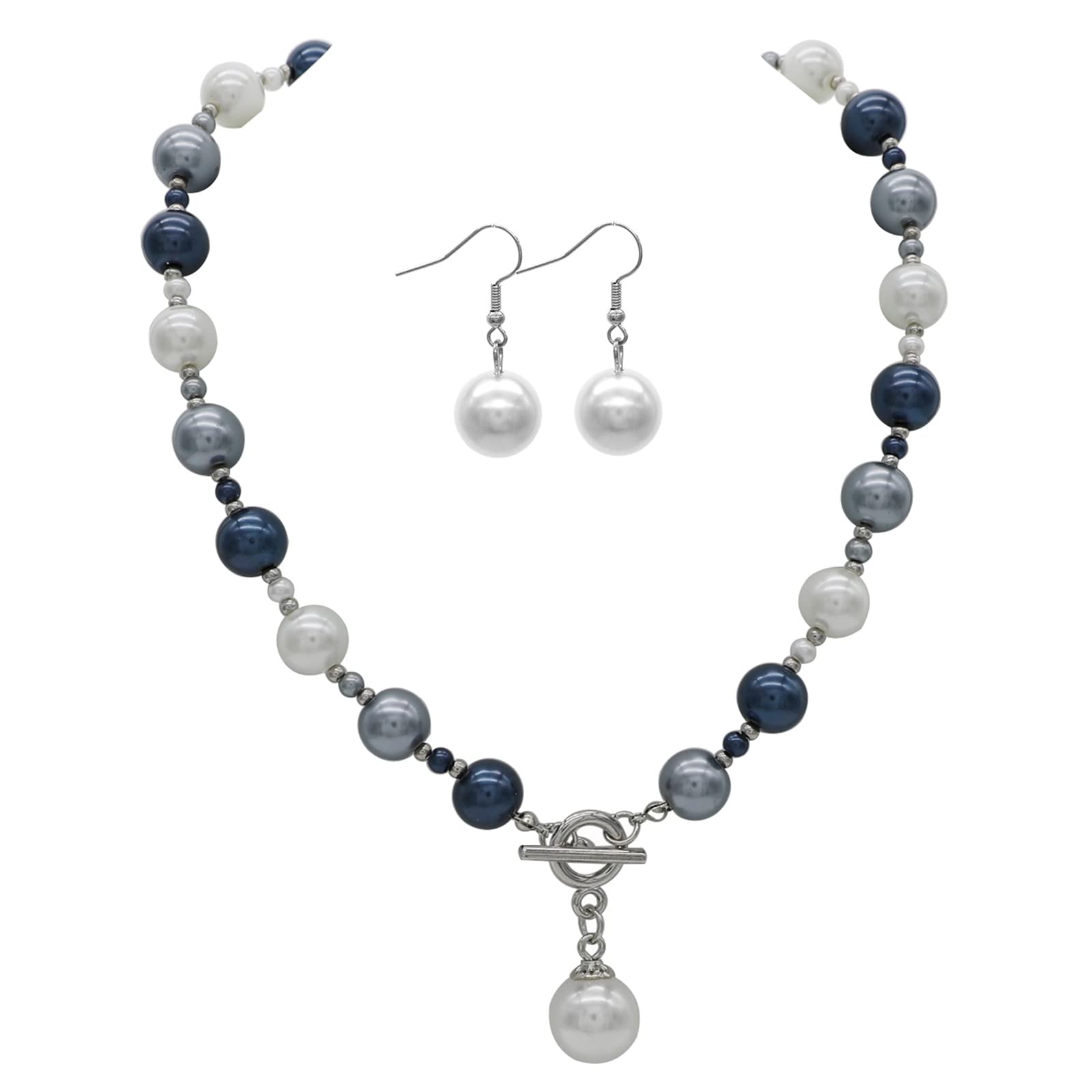 CIOOUImitation Pearl Necklace for Women Pearl Choker Necklace and Earrings Set Bridal Wedding Jewelry Chunky Beaded Necklaces for women