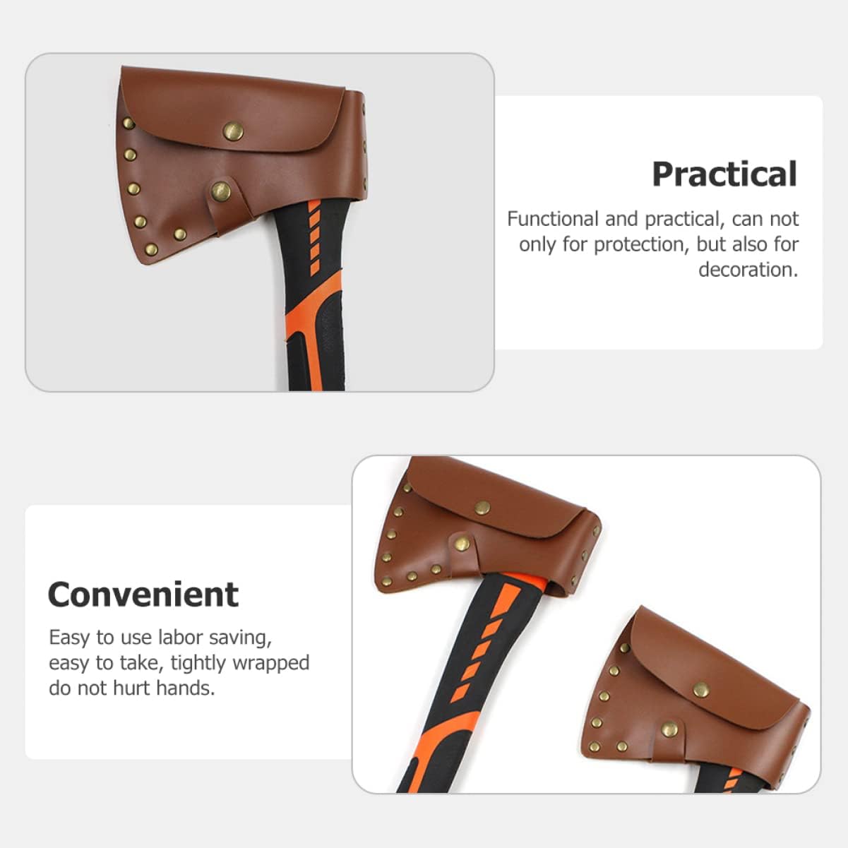 2pcs Leather Axe Protector Sheath Sleeve Outdoor Hatchet Cover for Camping Logging Professional Axe Case for Outdoor Enthusiasts