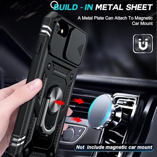 for iPhone-SE Case (3rd/2nd), iPhone-8 Case, iPhone-7 Case: Military Grade | iPhone SE Generation 3/2 Case with Screen Protector , Magnetic Stand, Camera Cover, i Phone SE 2022 2020 SE3 SE2 Funda, Black - image 4