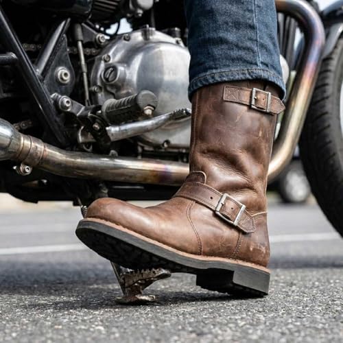 Image of Milwaukee Leather Men's Classic Leather Engineer Motorcycle Biker Boots | Premium Material, Round Toe, Rider Ready, Durable Everyday Wear