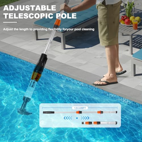 Image of 4 in 1 Cordless Rechargeable Small Pool Vacuum spa hot tub 90 Mins Running Time, 12 Gallons /Min Powerful Suction 2026 new (Black)
