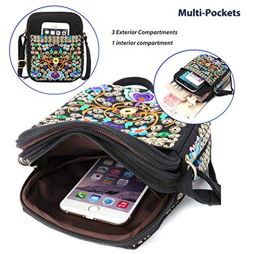 Goodhan Vintage Women Mini Crossbody Bag Cellphone Pouch Small Handbag Coin Purse, Bigger Version