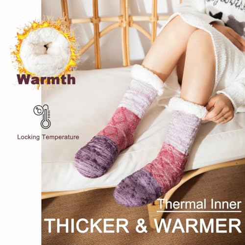 Image of Slipper Socks for Women with Gripper - Cozy Soft Thick Fuzzy Non Slip Indoor Home Grips Socks - Winter Non Slip Thick Fuzzy Socks