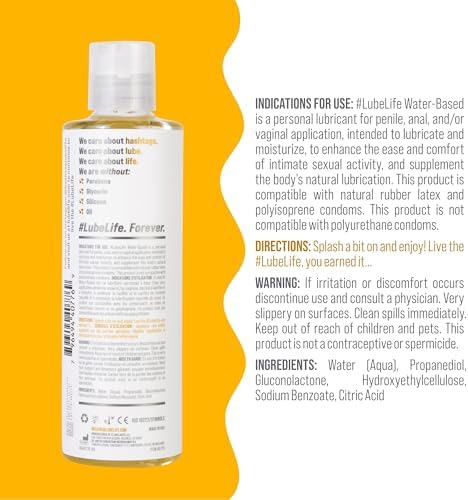 Lube Life Water-Based Personal Lubricant, Lube for Men, Women and Couples, Non-Staining, 8 Fl Oz (240 mL) - 1